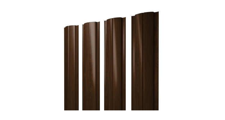 Штакетник Полукруглый Slim с прямым резом 0,45 Print Elite Choco Wood TwinColor