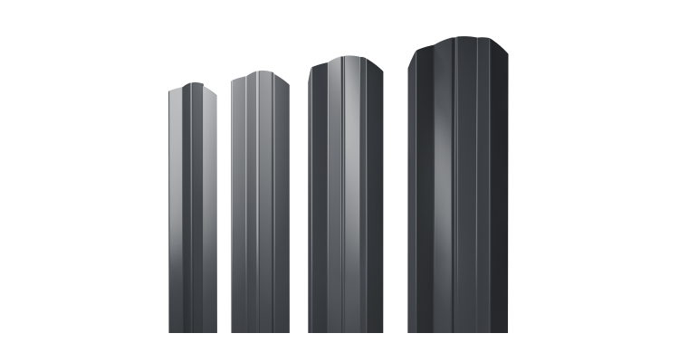 Штакетник М-образный А фигурный 0,45 Drap TwinColor RAL 7024 мокрый асфальт