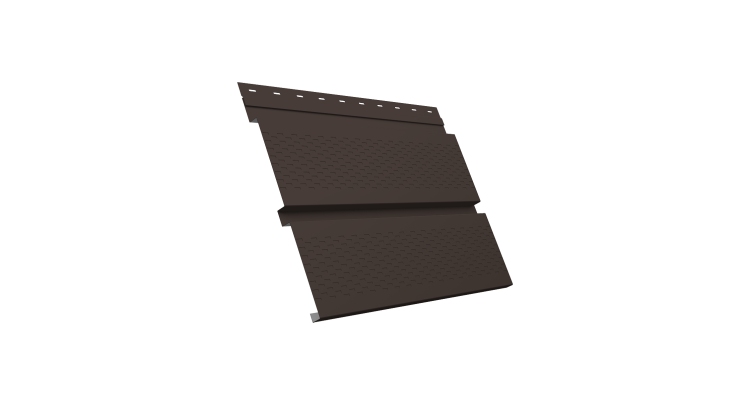 Софит металлический Квадро Брус с перфорацией 0,5 Drap с пленкой RR 32 темно-коричневый