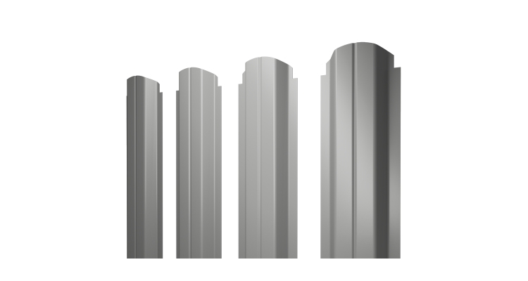 Штакетник П-образный А фигурный 0,45 PE RAL 9006 бело-алюминиевый 